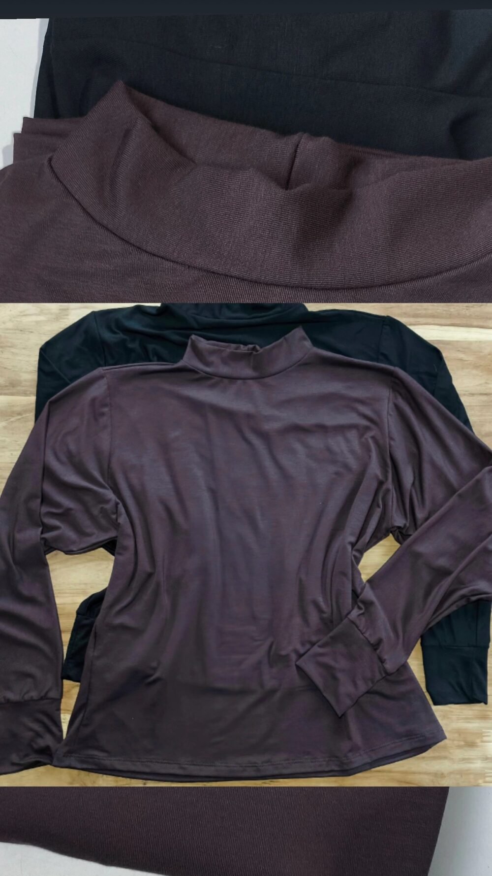 Blusa segunda pele 
gola alta / viscolycra punho - Image 2
