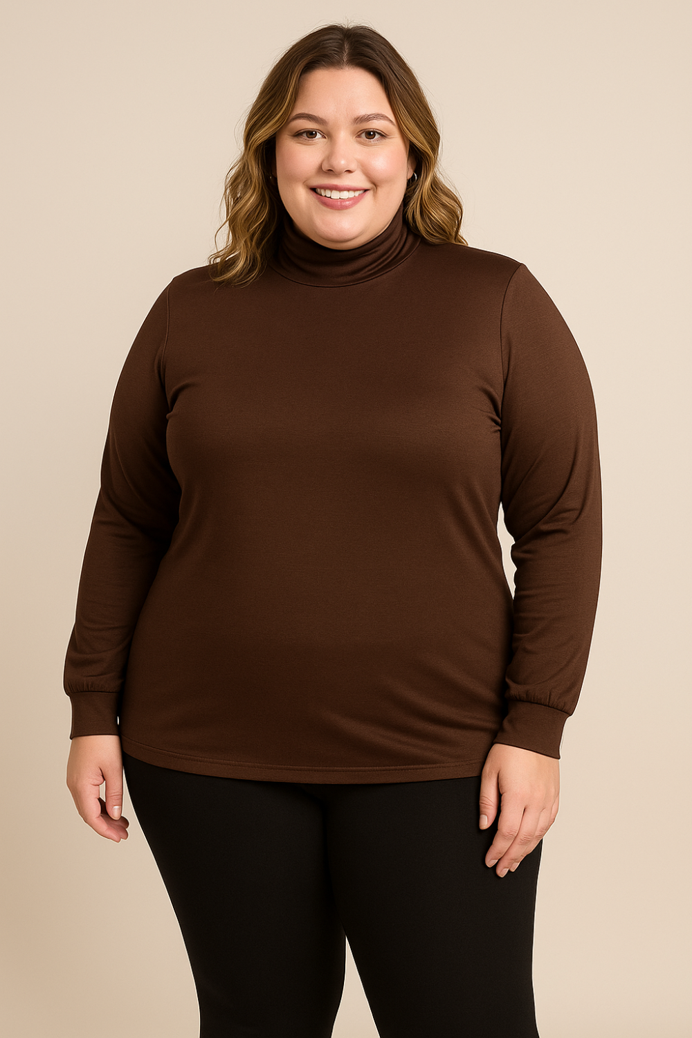 Blusa segunda pele 
gola alta / viscolycra punho